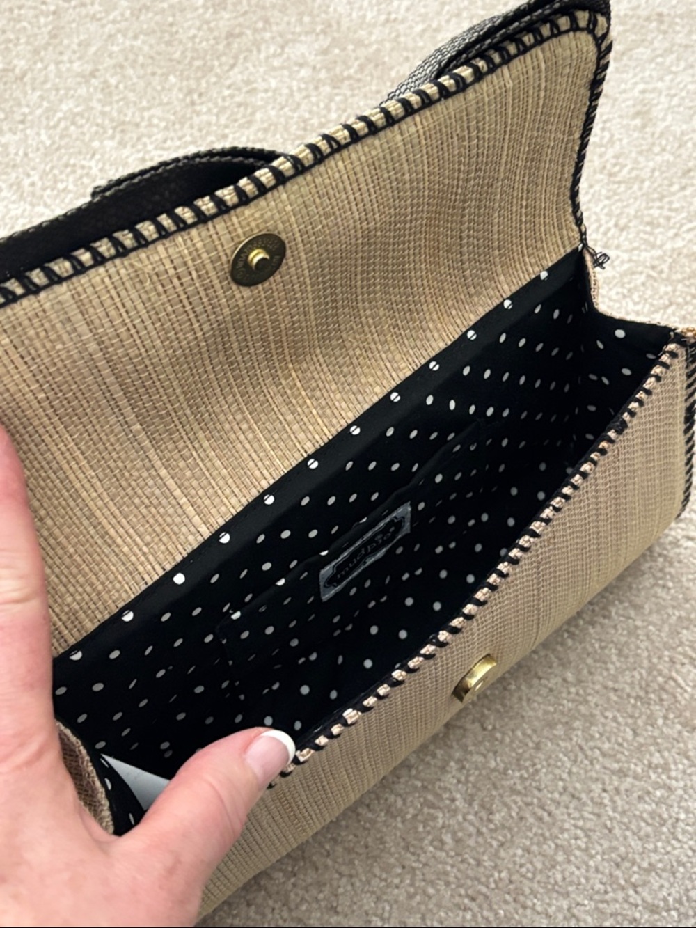 Mud Pie Cream and Black Bow Clutch Wristlet - Picture 5 of 10